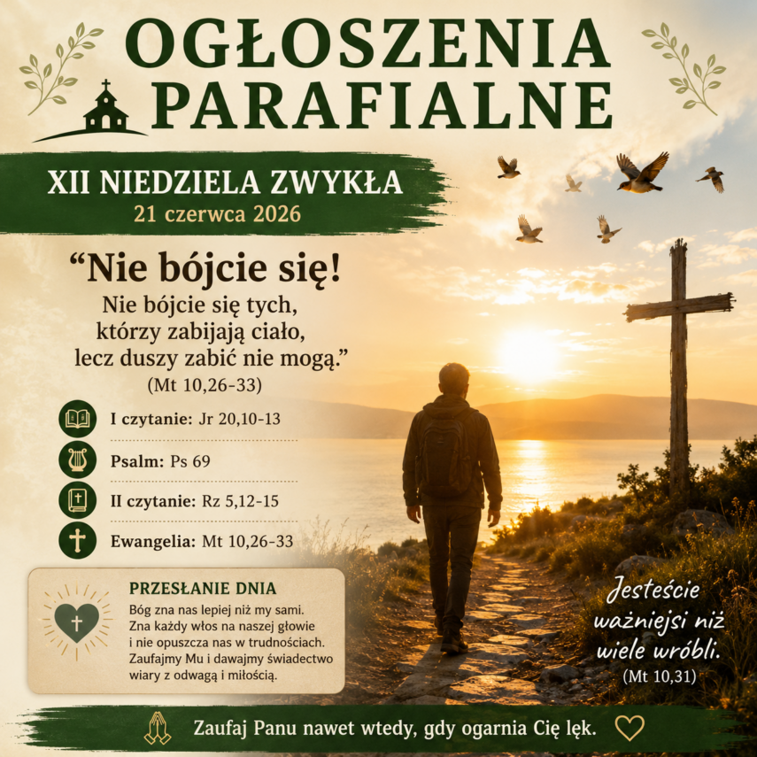XII NIEDZIELA ZWYKŁA – 21.VI.2026 